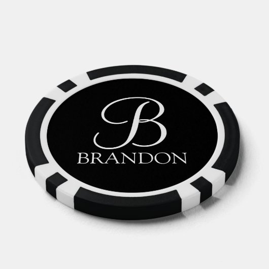 Gepersonaliseerd Manuscript Monogram en Naam Poker Chips (Enkel)