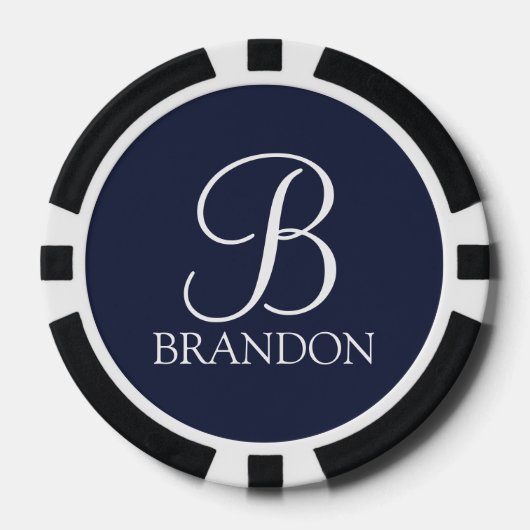 Gepersonaliseerd Manuscript Monogram en Naam Poker Chips (Voorkant)