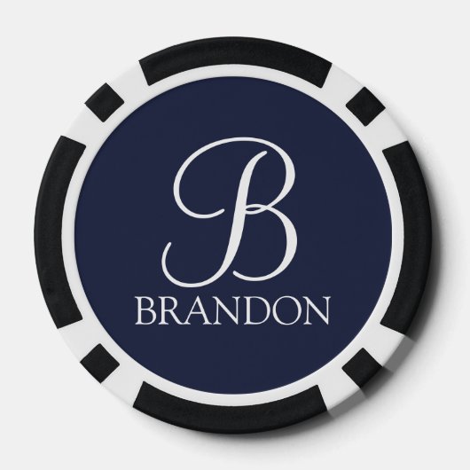 Gepersonaliseerd Manuscript Monogram en Naam Poker Chips (Achterkant)