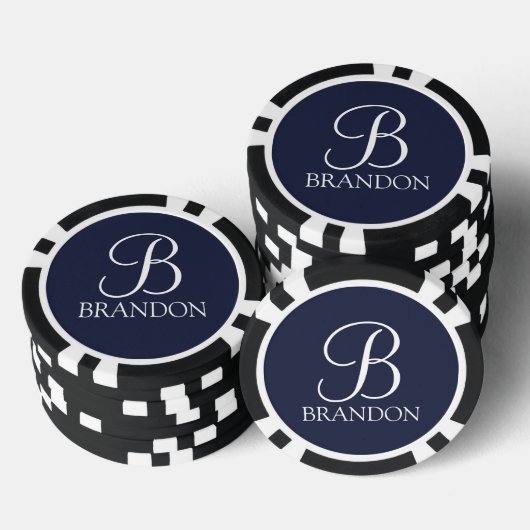 Gepersonaliseerd Manuscript Monogram en Naam Poker Chips (Opstapeling)