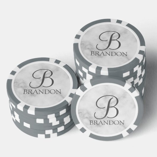 Gepersonaliseerd Manuscript Monogram en Naam Poker Chips (Opstapeling)