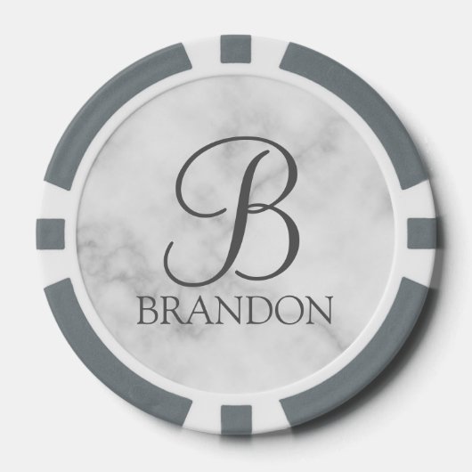 Gepersonaliseerd Manuscript Monogram en Naam Poker Chips (Voorkant)