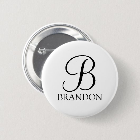 Gepersonaliseerd Manuscript Monogram en Naam Ronde Button 5,7 Cm (Voorkant /achterkant)