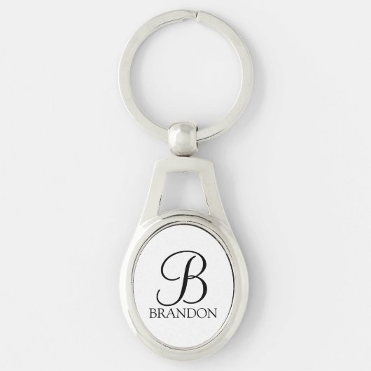 Gepersonaliseerd Manuscript Monogram en Naam Sleutelhanger (Voorkant)