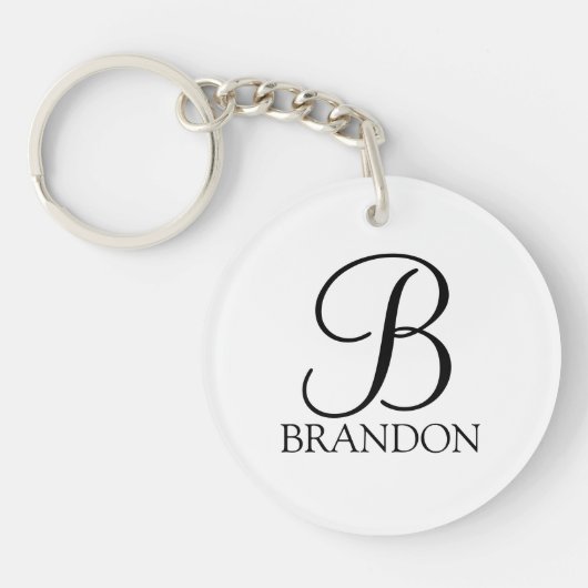 Gepersonaliseerd Manuscript Monogram en Naam Sleutelhanger (Voorkant)