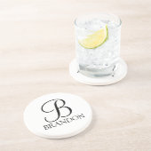 Gepersonaliseerd Manuscript Monogram en Naam Zandsteen Onderzetter (Zijkant)