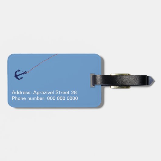 gepersonaliseerd marineblauw anker bagagelabel (Achterkant horizontaal)