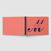 Gepersonaliseerd marineblauw- en koraalmonogram gastenboek (Volledig)