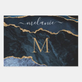 Gepersonaliseerd marineblauw goud inpakpapier (Voorkant 3)