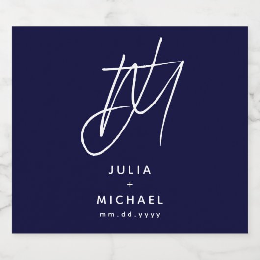 Gepersonaliseerd marinemonogram sparkling wijnetiket (Enkel label)