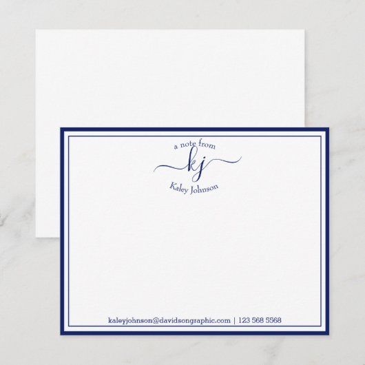 Gepersonaliseerd marinewit van het bureau van de K Bedankkaart (Voorkant / Achterkant)