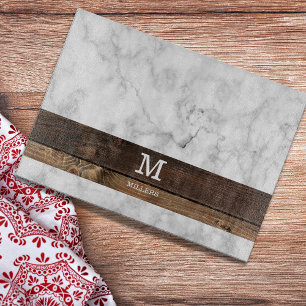 Gepersonaliseerd marmer en houten monogram Initiaa Snijplank