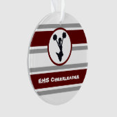 Gepersonaliseerd Maroon en grijs Cheerleader Ornam Ornament (voorkant)