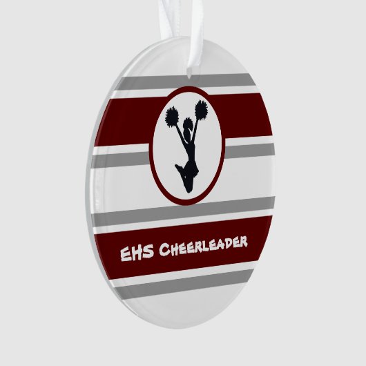 Gepersonaliseerd Maroon en grijs Cheerleader Ornam Ornament (voorkant)