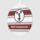 Gepersonaliseerd Maroon en grijs Cheerleader Ornam Ornament (voorkant)