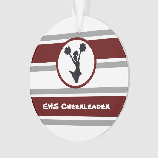 Gepersonaliseerd Maroon en grijs Cheerleader Ornam Ornament (voorkant)