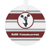 Gepersonaliseerd Maroon en grijs Cheerleader Ornam