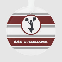 Gepersonaliseerd Maroon en grijs Cheerleader Ornam Ornament