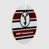 Gepersonaliseerd Maroon en Zwart Cheerleader Ornam Ornament (voorkant)