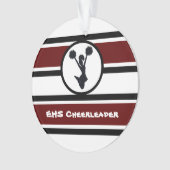 Gepersonaliseerd Maroon en Zwart Cheerleader Ornam Ornament (voorkant)