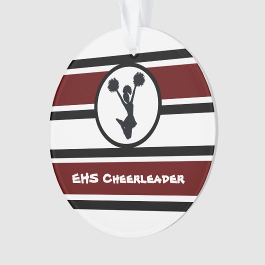 Gepersonaliseerd Maroon en Zwart Cheerleader Ornam Ornament (voorkant)