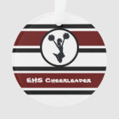 Gepersonaliseerd Maroon en Zwart Cheerleader Ornam Ornament (voorkant)