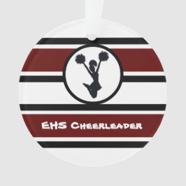 Gepersonaliseerd Maroon en Zwart Cheerleader Ornam Ornament