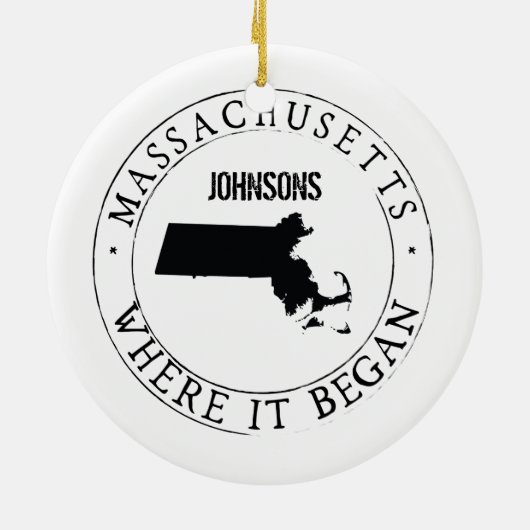 Gepersonaliseerd Massachusetts Ornament (Achterkant)