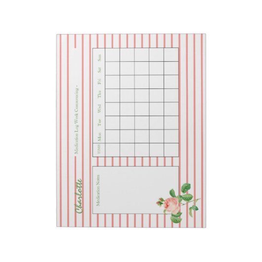 Gepersonaliseerd medicatielogboek notitieblok (Linkerzijde)