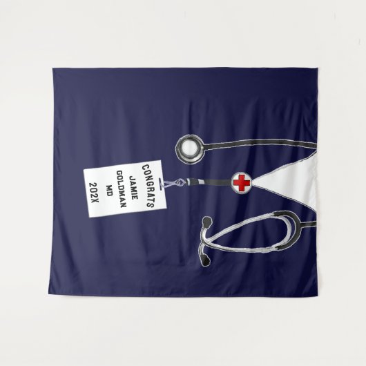 Gepersonaliseerd medisch Afstuderen Wandkleed (Voorkant (horizontaal))