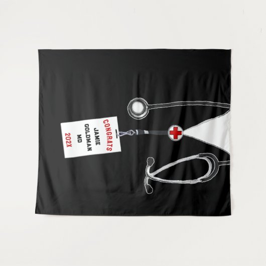Gepersonaliseerd medisch Afstuderen Wandkleed (Voorkant (horizontaal))