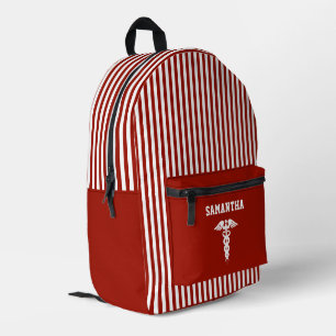 Gepersonaliseerd medisch symbool Donkerrode strepe Bedrukte Rugzak