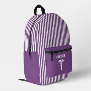 Gepersonaliseerd medisch symbool Mauve Paarse stre Bedrukte Rugzak
