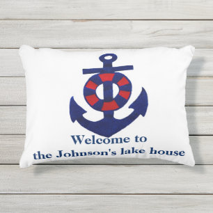 Gepersonaliseerd meer Anchor Red White Blue Buitenkussen