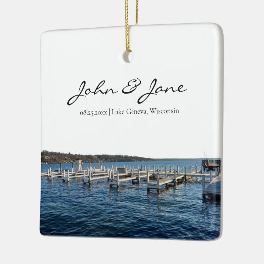 Gepersonaliseerd meer van Genève Wisconsin Keramisch Ornament (Links)