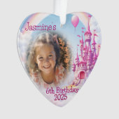 Gepersonaliseerd Meisje 6e Verjaardag Foto Hart Gi Ornament (voorkant)