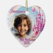 Gepersonaliseerd Meisje 8e Verjaardag Foto Hart Gi Keramisch Ornament (Rechts)