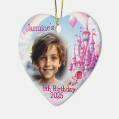 Gepersonaliseerd Meisje 8e Verjaardag Foto Hart Gi Keramisch Ornament (Links)