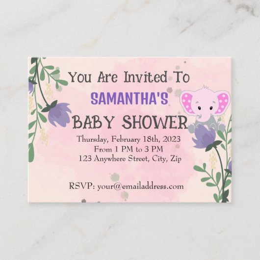 Gepersonaliseerd meisje Baby shower - creëer je ei Informatiekaartje (Voorkant)