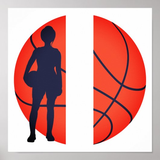 Gepersonaliseerd meisje Basketball Split Monogram Poster (Voorkant)