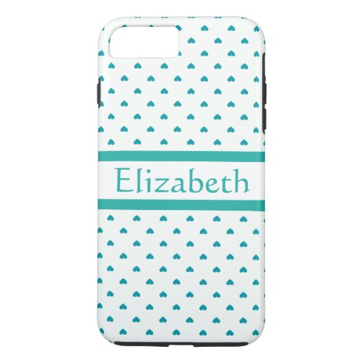 Gepersonaliseerd Meisje Blauwgroen & Wit Hart met  Case-Mate iPhone Case (Achterkant)