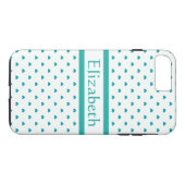 Gepersonaliseerd Meisje Blauwgroen & Wit Hart met  Case-Mate iPhone Case (Achterkant (Horizontaal))