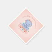 Gepersonaliseerd meisje Blue Elephant Coral Servet (Hoek)