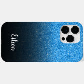 Gepersonaliseerd meisje Blue Glitter Black Ombre Case-Mate iPhone Case (Achterkant (horizontaal))