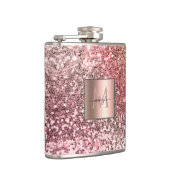 Gepersonaliseerd meisje Blush Roze Glitter Monogra Heupfles (Rechts)