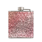Gepersonaliseerd meisje Blush Roze Glitter Monogra Heupfles (Achterkant)