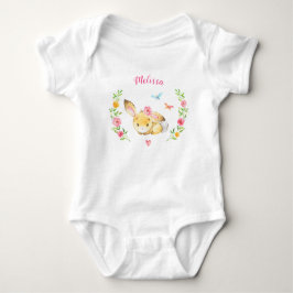 Gepersonaliseerd Meisje Bunny Woodland Baby shower Romper