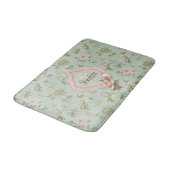 Gepersonaliseerd meisje Chic Green en roze Floral Badmat (Gekanteld)