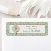 Gepersonaliseerd meisje Chic Green en roze Floral Etiket (Insitu)