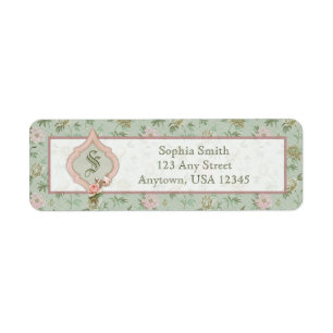 Gepersonaliseerd meisje Chic Green en roze Floral Etiket